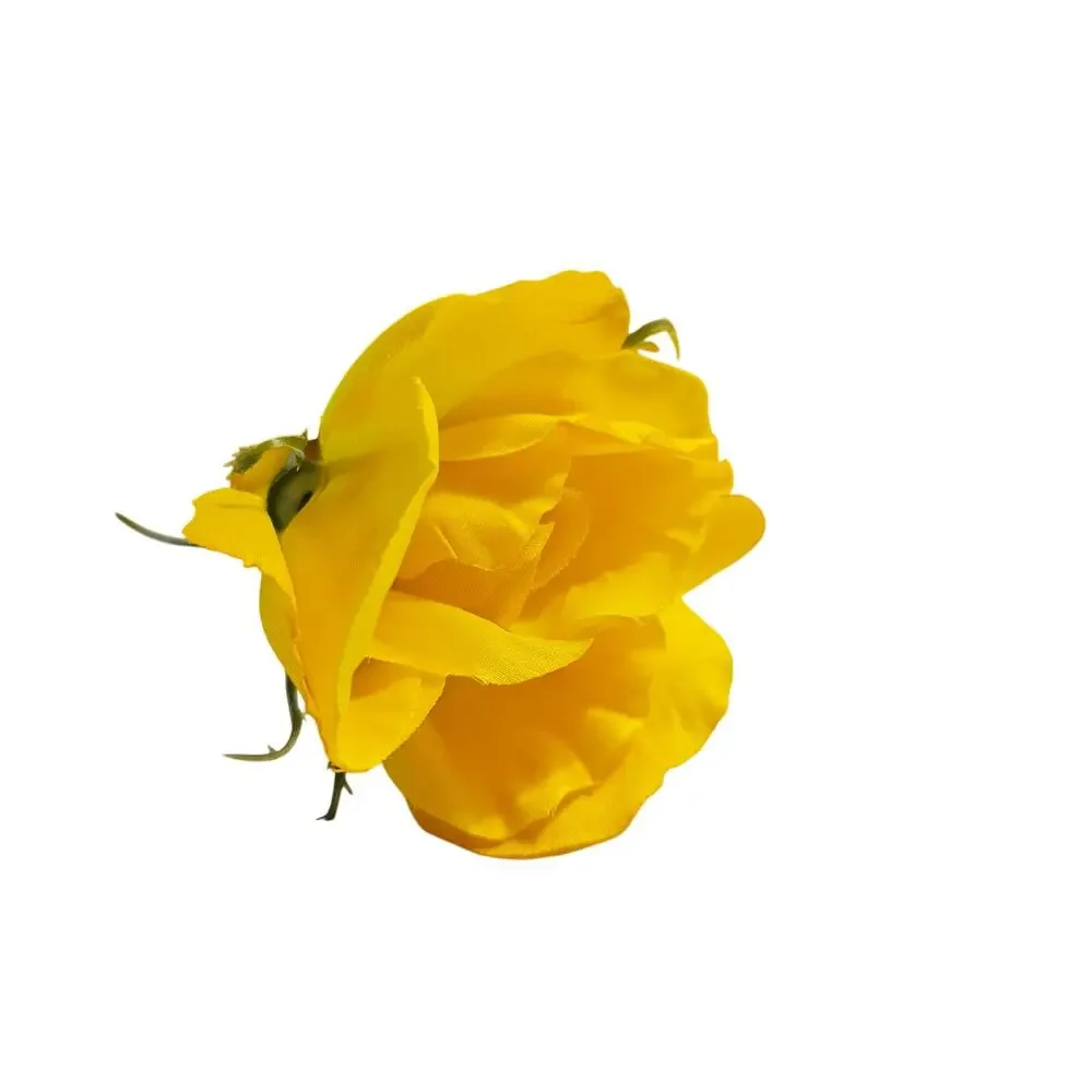 Yellow Artificial Silk Rose Buds Wired Stems Wedding Craft 2.5